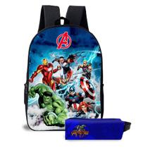 Kit Mochila com Estojo Escolar Infantil dos Super Heróis Vingadores Menino e Menina