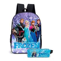Kit Mochila com Estojo Escolar Infantil Frozen Menina Elsa e Ana Kit Mochila com Estojo Escolar Infantil Frozen Menina Elsa e Ana