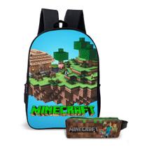 Kit Mochila Com Estojo Escolar Infantil Game Estilo Blocos Para Menino E Menina Volta Às Aulas