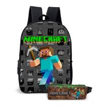 Kit Mochila com Estojo Escolar Infantil Game Minecrafit Menino e Menina