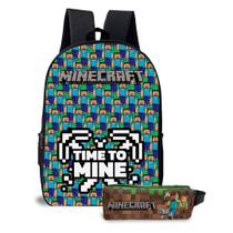 Kit Mochila com Estojo Escolar Infantil Game Minecrafit Menino e Menina