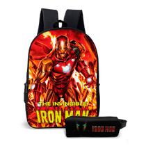 Kit Mochila com Estojo Escolar Infantil Homem de Ferro Menino