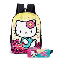 Kit Mochila com Estojo Escolar Infantil Menina Hello Kitty