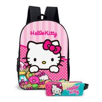Kit Mochila com Estojo Escolar Infantil Menina Hello Kitty