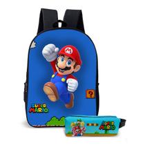 Kit Mochila com Estojo Escolar Infantil Super Mario Menina e Menino