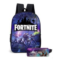 Kit Mochila Com Estojo Escolar Juvenil Jogo Fort Estampa Gamer Para Menino E Menina