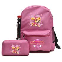 Kit Mochila Com Estojo Escolar Patrulha Canina Estampa Skye Material Reforçado