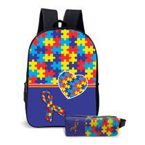Kit Mochila com Estojo Escolar tema Autista TEA Menino e Menina