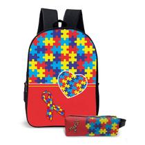 Kit Mochila com Estojo Escolar tema Autista TEA Menino e Menina