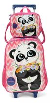 Kit Mochila Com Estojo Rosa Infantil Pandinha - Luxcel