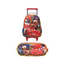 Kit Mochila com Rodas 14 Estojo Carros X1 - Xeryus