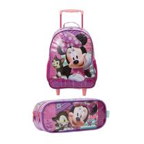 Kit Mochila com Rodas 14 Estojo Minnie R2 - Xeryus