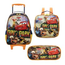 Kit Mochila com Rodas 14 Lancheira Estojo Carros R1 - Xeryus