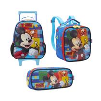 Kit Mochila com Rodas 14 Lancheira Estojo Mickey X1 - Xeryus