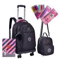 Kit Mochila com Rodas 360º + Lancheira Térmica Rebecca Bonbon Preto Kit Mochila com Rodas 360º + Lancheira Térmica Rebecca Bonbon Preto