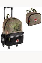 Kit Mochila Com Rodas e Lancheira Jurassic Park Oficial