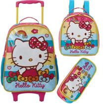 Kit Mochila com Rodas Escolar 16 Hello Kitty Rainbow + Lancheira + estojo Kit Mochila com Rodas Escolar 16 Hello Kitty Rainbow + Lancheira + estojo
