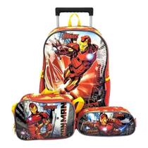 Kit mochila com rodas homem de ferro luxcel ic38072agpt vermelho