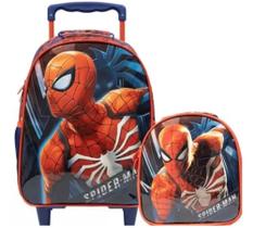 Kit Mochila com Rodas + Lancheira Escolar Marvel Spider Man - XERYUS Código fge82gbd79XERYUS