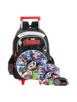 Kit Mochila Com Rodas+Lancheira+Estojo Avengers - Preto