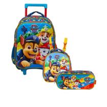 Kit Mochila Com Rodas + Lancheira Térmica + Estojo Escolar Patrulha Canina Filhotes Paw Patrol Infantil Relevo 3D Xeryus Kit Mochila Com Rodas + Lancheira Térmica + Estojo Escolar Patrulha Canina Filhotes Paw Patrol Infantil Relevo 3D Xeryus