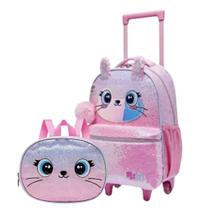 Kit Mochila com Rodas Pack Me Cat Coelha + Lancheira Térmica Escolar Infantil Passeio Cute Pacific Kit Mochila com Rodas Pack Me Cat Coelha + Lancheira Térmica Escolar Infantil Passeio Cute Pacific