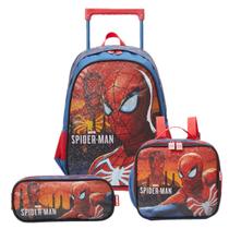 Kit Mochila com Rodas Tam. G 16 Spider-Man R1 13350 com Estojo e Lancheira Xeryus