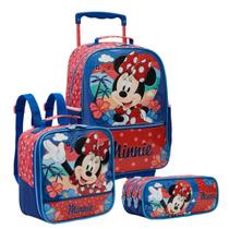 Kit Mochila Com Rodas Tamanho. G Minnie Tropical com Lancheira e Estojo Xeryus X2