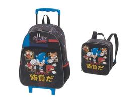 Kit Mochila com Rodinha e Lancheira Sonic Go Fast Pacific