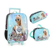 Kit Mochila Com Rodinha Escolar Barbie + Lancheira +Estojo