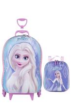 Kit Mochila com Rodinha Frozen Elza 3D + Lancheira Infantil Maxtoy Diplomata (SKU K16311-16312)