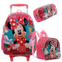 Kit Mochila Com Rodinha Lancheira e estojo Minnie - Xeryus