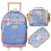 kit Mochila com Rodinhas 17 Alças College Borboleta + Lancheira + Estojo XERYUS kit Mochila com Rodinhas 17 Alças College Borboleta + Lancheira + Estojo XERYUS