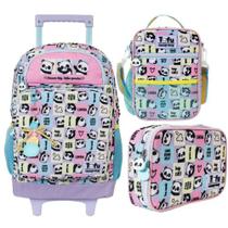 Kit Mochila com Rodinhas 17 Alças College Panda Tofu + Lancheira + Estojo XERYUS Kit Mochila com Rodinhas 17 Alças College Panda Tofu + Lancheira + Estojo XERYUS