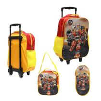 Kit Mochila Com Rodinhas E Lancheira + Estojo Fire Rescue