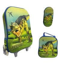 Kit Mochila Com Rodinhas E Lancheira + Estojo Prehistoric
