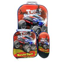 Kit Mochila Com Rodinhas E Lancheira + Estojo Truck Strong Kit Mochila Com Rodinhas E Lancheira + Estojo Truck Strong