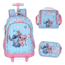 Kit Mochila Com Rodinhas Escolar Stitch E Angel - Luxcel Kit Mochila Com Rodinhas Escolar Stitch E Angel - Luxcel