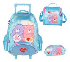 Kit Mochila Com Rodinhas Infantil Ursinhos Carinhosos