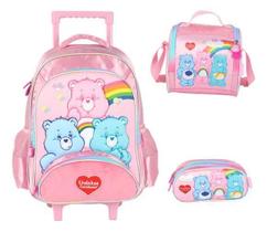 Kit Mochila Com Rodinhas Infantil Ursinhos Carinhosos