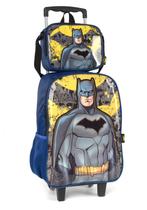 Kit Mochila Com Rodinhas + Lancheira Batman Azul