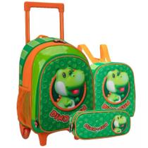 Kit Mochila Com Rodinhas, Lancheira E Estojo Dino Fun Fênix