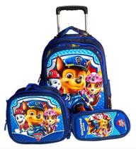 Kit Mochila Com Rodinhas + Lancheira + Estojo Patrulha Canina