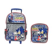 Kit Mochila com Rodinhas + Lancheira Térmica Sonic Infantil Sonic