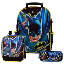 Kit Mochila com Rodinhas Menino Infantil Batman DC