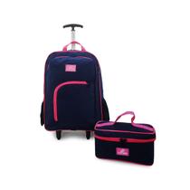 Kit Mochila compartimento protetor Notebook 15,6 Executiva escolar casual Rodinha Com estojo Frasqueira - Lugagge Bagstech