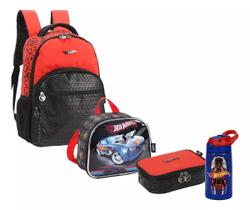 Kit Mochila Completo Escolar Hot Wheels Pneu Costas Grande