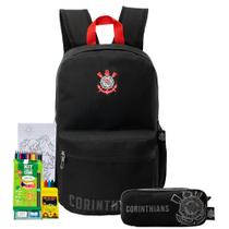 Kit Mochila Corinthians Estojo Box Times Futebol Oficial