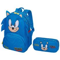 Kit Mochila Costa Estojo Simples Sonic Tiny Pacific