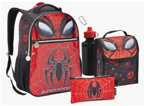 Kit Mochila Costa Lancheira Estojo Garrafa Menino Spider Man -Seanite